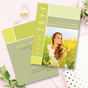 Invitación Bloques de Color Mondrian Mod Foto Fiesta de Gradu