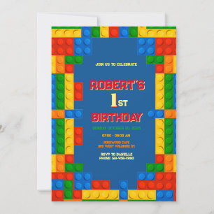 Invitación Bloques de construcción Cumpleaños, 1ª Construcció