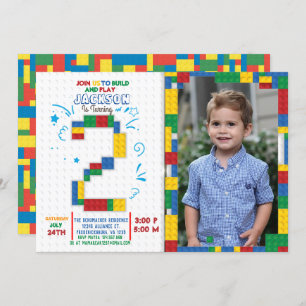 Invitación Bloques de construcción Ladrillos de cumpleaños 2