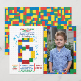 Invitación Bloques de construcción Ladrillos de cumpleaños 6 