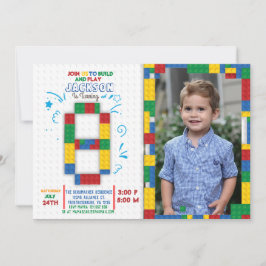 Invitación Bloques de construcción Ladrillos de cumpleaños 8 