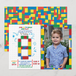 Invitación Bloques de construcción Ladrillos de cumpleaños 8 