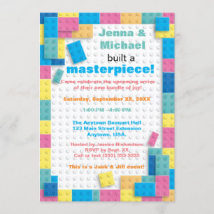 Invitación Bloques de edificio Pastel Baby Shower