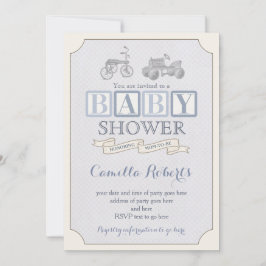 Invitación bloques de juguete bebé ducha invitación, vehículo