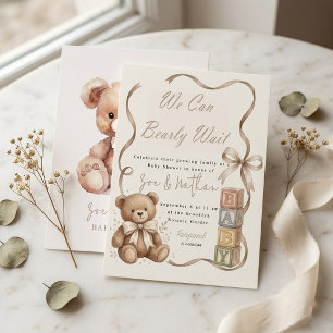 Invitación Bloques de osito de peluche para baby shower