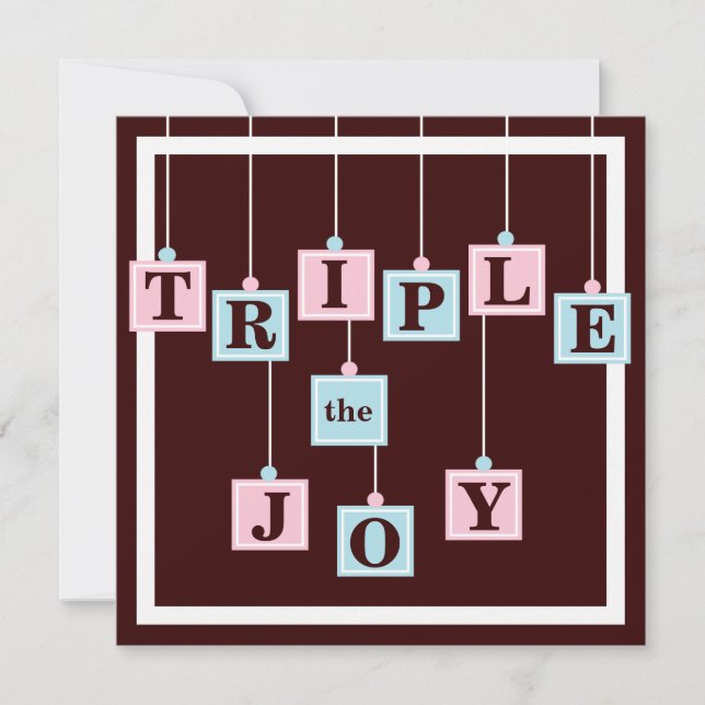 Invitación Bloques del bebé de los tríos en Baby Shower (Anverso)