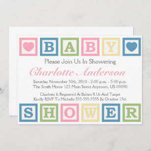 Invitación Bloques huecos Baby Shower Invitiations (rosa)
