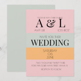 Invitación Bloques Modernos Rosa Menta Brillante y Audaz Boda
