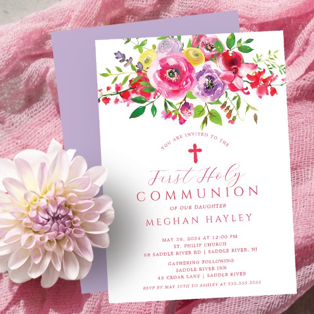 Invitación Blossom Blessings First Communia (Subido por el creador)
