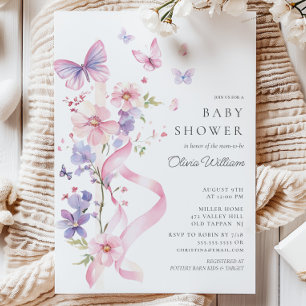 Invitación Blossom & Bow Butterfly Baby Shower
