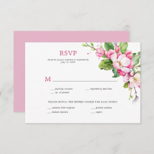 Invitación Blossom de Apple rosa y blanco RSVP