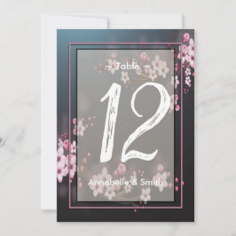 Invitación Blossom de cerezo Número de tabla florínea geométr