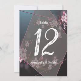 Invitación Blossom de cerezo Número de tabla florínea geométr