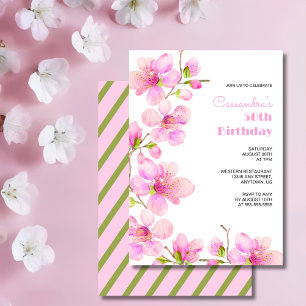 Invitación Blossom de cerezo rosa pastel suave cumpleaños Sak