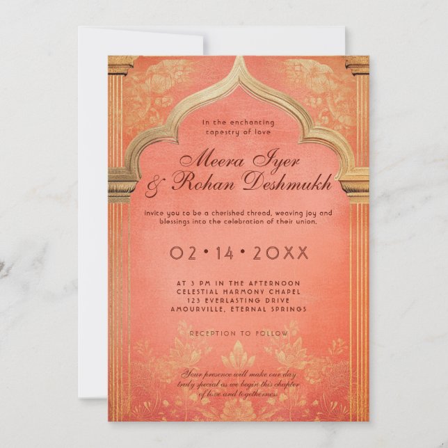 Invitación Blossom de Melocotón: La gracia eterna (Anverso)