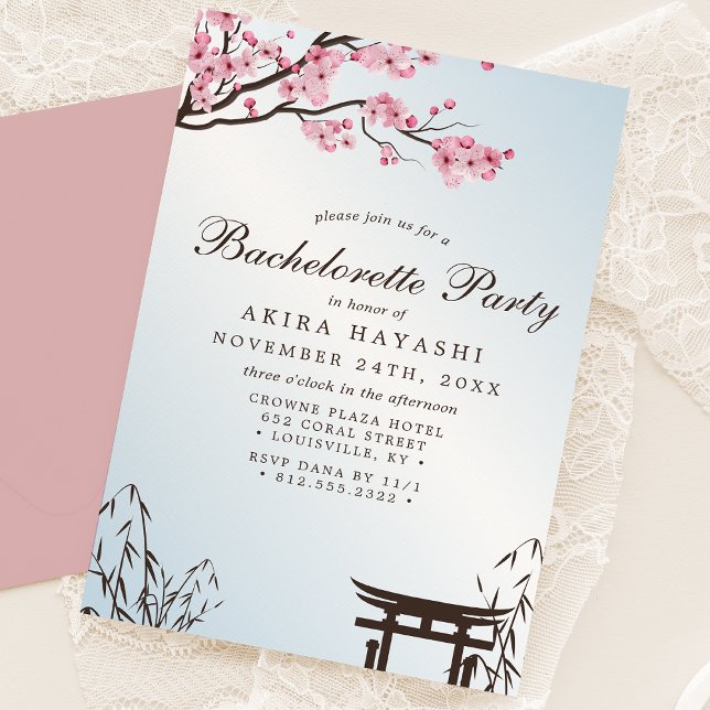 Invitación Blossom japonés de cerezo sakura Bachelorette asiá (Subido por el creador)