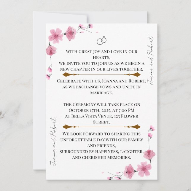 Invitación Blossom Love Wedding Invitation (Anverso)