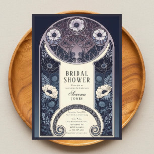 Invitación Blossom Nocturna Floral Art Nouveau Bridal Shower
