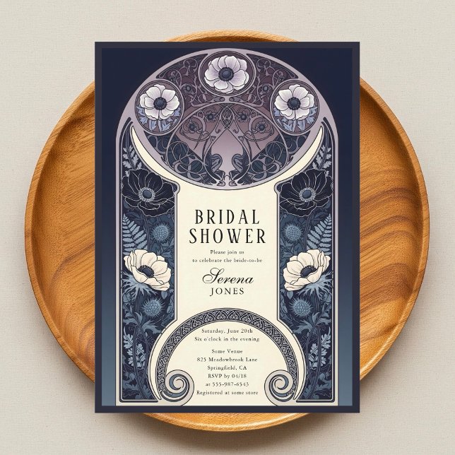 Invitación Blossom Nocturna Floral Art Nouveau Bridal Shower (Subido por el creador)