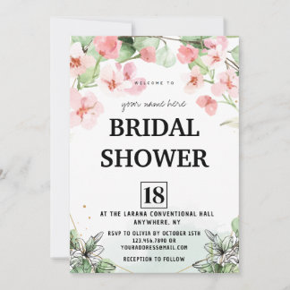 Invitación Blossom rosa ducha de novia