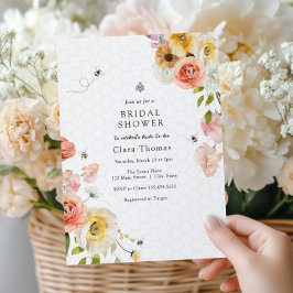 Invitación Blossoms and Honey Bee Bridal Shower Invitation