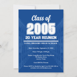 Invitación Blue 20 Year High School 2005 Class Reunion