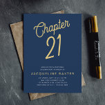 Invitación Blue 21st Birthday Gold Script 21 Cumpleaños<br><div class="desc">Celebra un cumpleaños histórico con tu familia y amigos con esta elegante invitación a la fiesta de cumpleaños 21 con guiones azules y dorados. Este elegante diseño es perfecto para una celebración de un hito y seguro hará que sus huéspedes se entusiasmen con el día especial. Invite a su familia...</div>