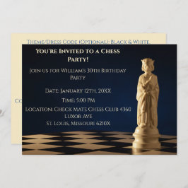 Invitación Blue 30 Birthday Fiesta Chess King
