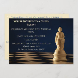 Invitación Blue 30 Birthday Fiesta Chess Pawn