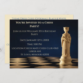 Invitación Blue 30 Birthday Fiesta Chess Queen