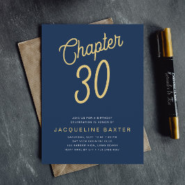 Invitación Blue 30th Birthday Gold Script 30 cumpleaños