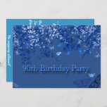 Invitación Blue 90th Birthday Party Invitation/ Butterflies<br><div class="desc">Invitación a la fiesta de cumpleaños número 90. Fondo azul con ramas de primavera de bonito y mariposas floridas.</div>