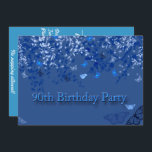 Invitación Blue 90th Birthday Party Invitation/ Butterflies<br><div class="desc">Invitación a la fiesta de cumpleaños número 90. Fondo azul con ramas de primavera de bonito y mariposas floridas.</div>