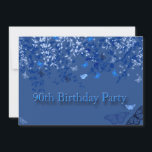 Invitación Blue 90th Birthday Party Invitation/ Butterflies<br><div class="desc">Invitación a la fiesta de cumpleaños número 90. Fondo azul con ramas de primavera de bonito y mariposas floridas.</div>