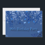 Invitación Blue 90th Birthday Party Invitation/ Butterflies<br><div class="desc">Invitación a la fiesta de cumpleaños número 90. Fondo azul con ramas de primavera de bonito y mariposas floridas.</div>