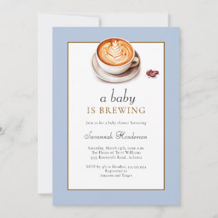 Invitación Blue A Baby Está Preparando La Copa De Café Baby S