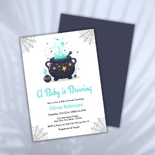 Invitación Blue A Baby prepara Baby Shower de Halloween