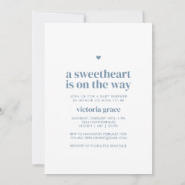Invitación Blue A Little Sweetheart Baby Shower