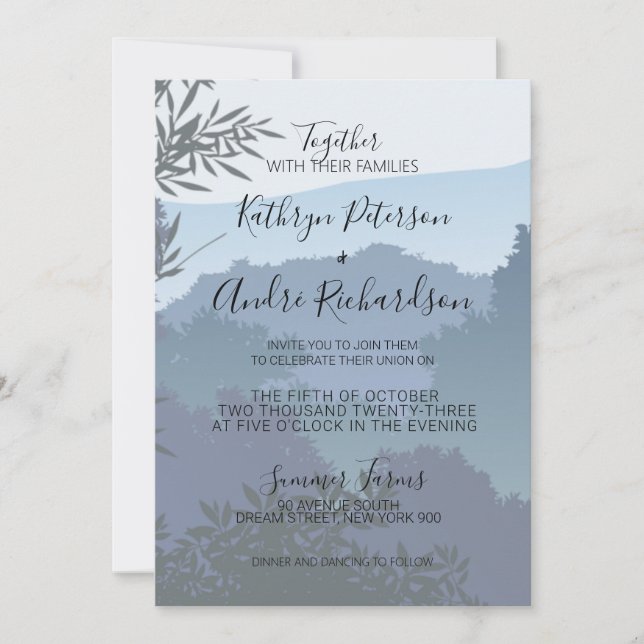 Invitación Blue Adventure Travel Forest (Anverso)