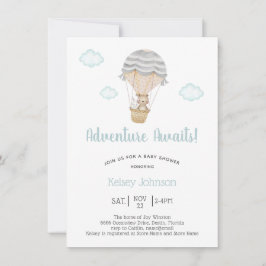 Invitación Blue Adventure Woodland Teddy Bear Baby Shower