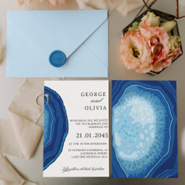 Invitación Blue Agate Sliced Wedding 