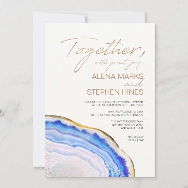 Invitación Blue Agate Wedding Invitation (Anverso)