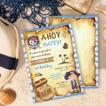 Invitación Blue Ahoy Treasure Map Boys Pirate Birthday<br><div class="desc">Blue Ahoy Treasure Map Boys Pirate Birthday Invitación</div>