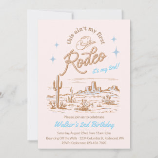 Invitación Blue Ain't My First Rodeo Birthday Invite