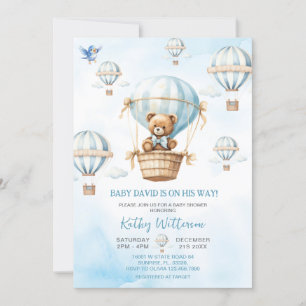 Invitación Blue Air Balloon Boy Baby Shower