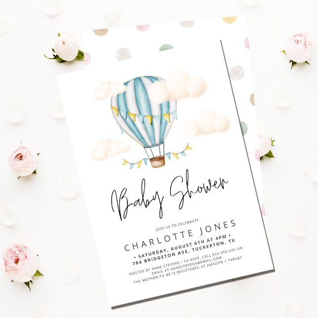 Invitación Blue Air Balloon Boy Baby Shower (Subido por el creador)