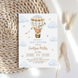 Invitación Blue Air Balloon Boy Baby Shower