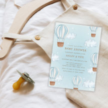 Blue Air Balloon Cloud Star Boy Baby Shower