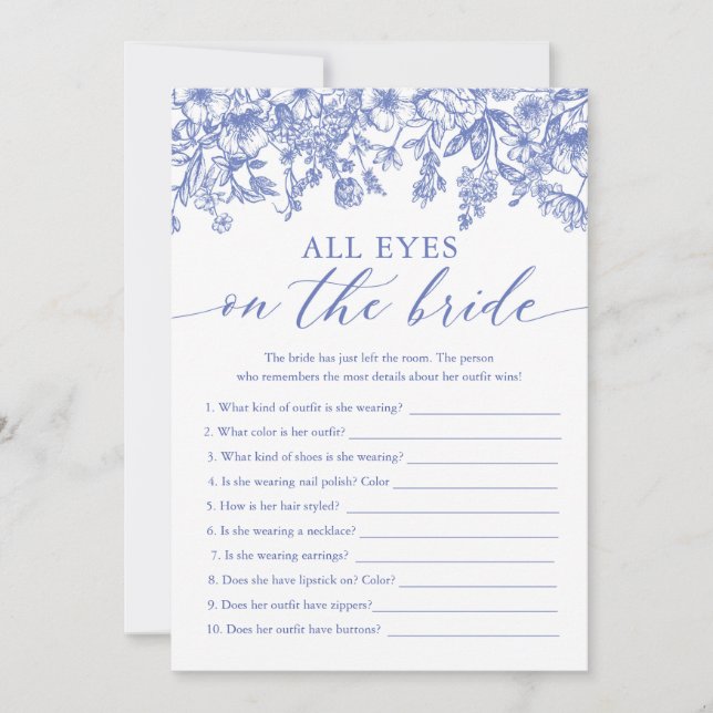 Invitación Blue All Eyes On The Bride Bridal Shower Game (Anverso)