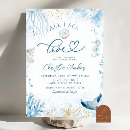 Invitación Blue All I Sea is Love Bridal Shower